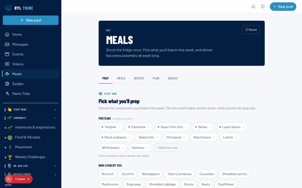 Meal builder screenshot