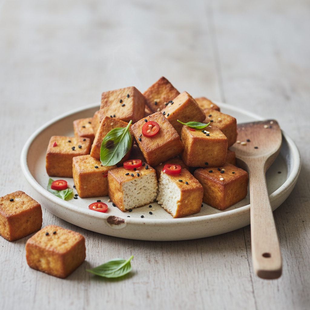 Crispy baked basil tofu