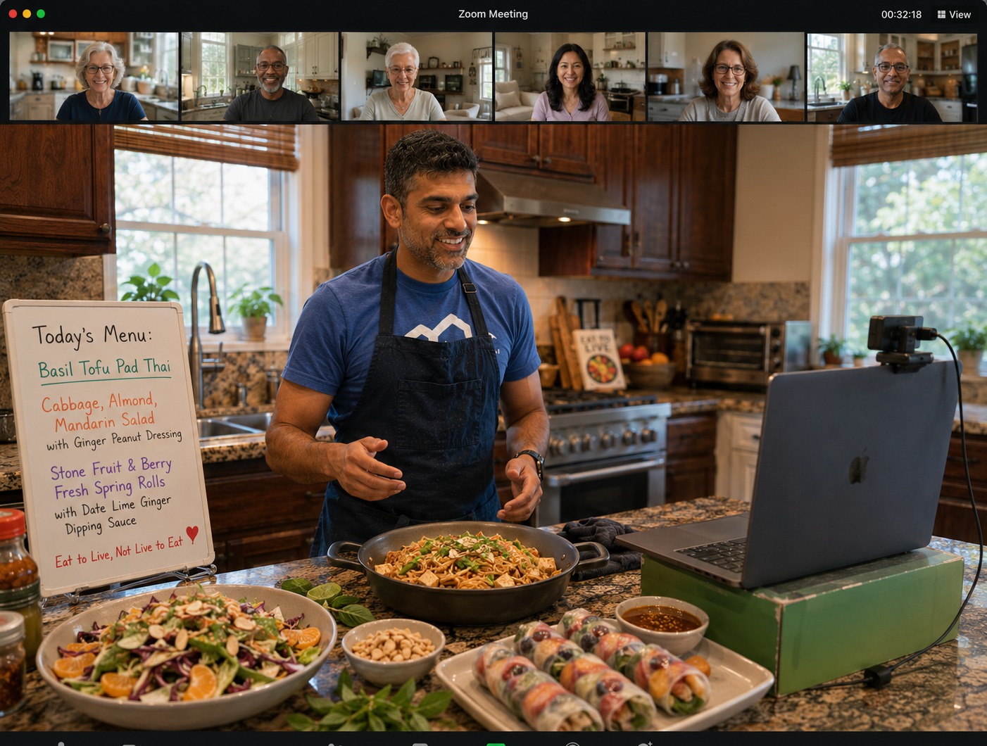 Dr. Rak leading a Mindful Meals cook-along